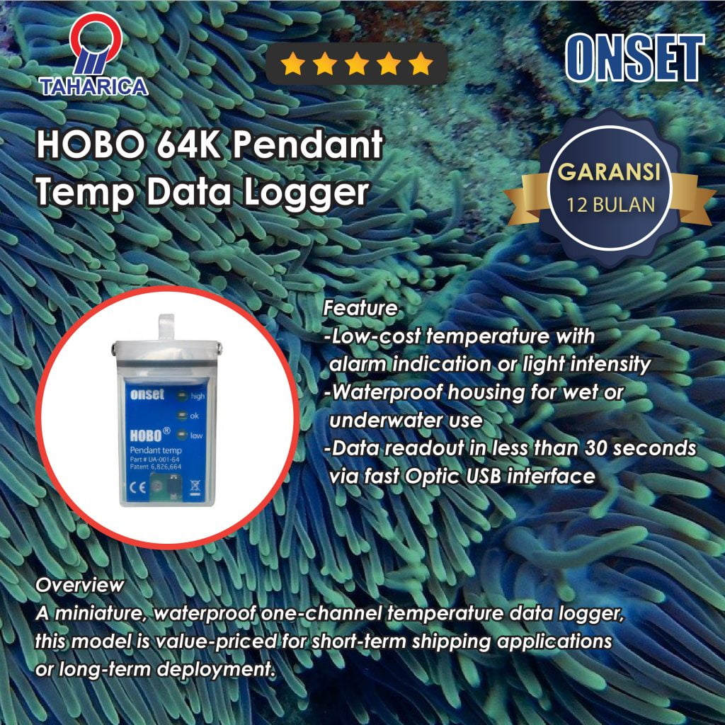 Hobo 64k pendant temperature alarm waterproof data logger alat uji