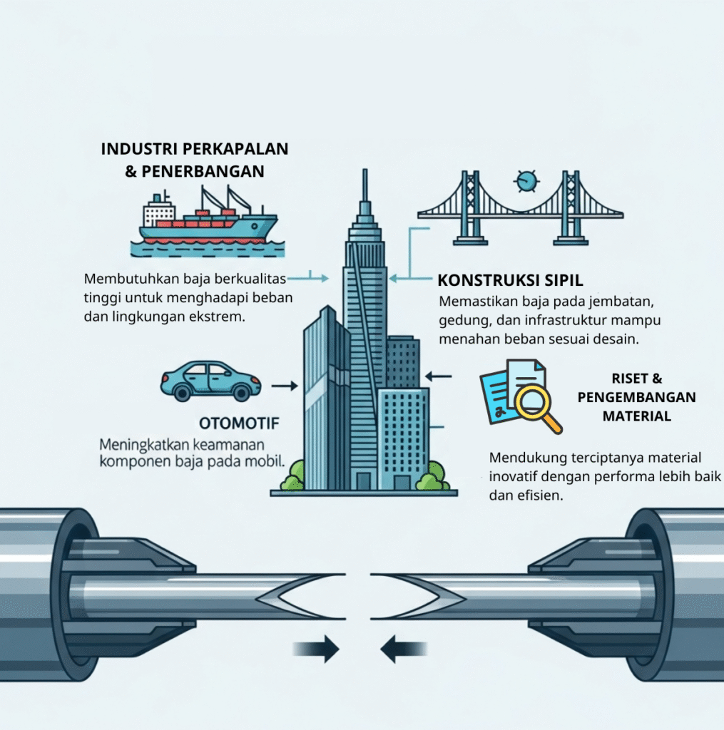 infografis manfaat uji tarik baja