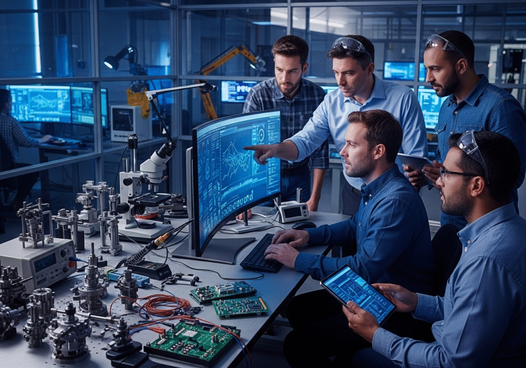 Engineer menganalisis hasil pengujian UTM.