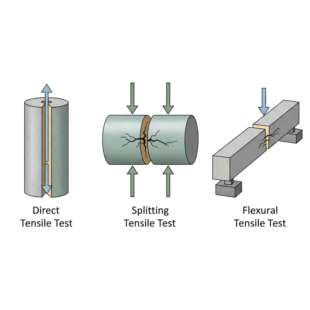 Diagram metode uji tarik beton.